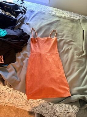 Forever 21 Rust Orange Velvet Mini Dress with Spaghetti Straps